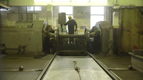Wheels of train in the factory Stock Footage 33402824