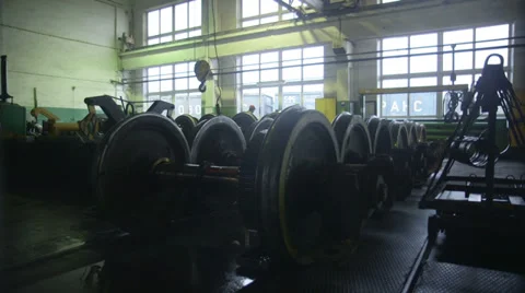 Wheels of train in the factory 動画素材 33402828