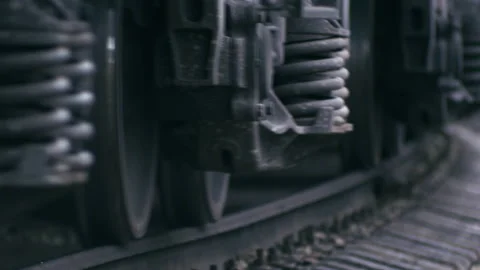Wheels of the train moving along the rails. Stock Footage 85491622