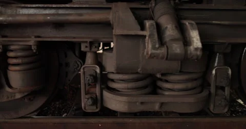 The wheels of a train that started moving from the station. Video stock 247355030