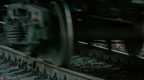The wheels of a traveling train Stock Footage 62681597