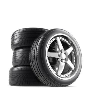 Wheels on white background Stock Illustration