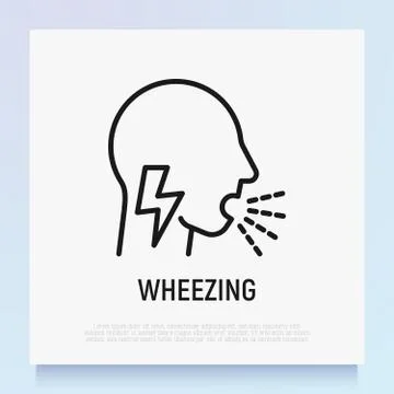 Wheezing thin line icon. Asthma symptom. Modern vector illustration. Stock Illustration