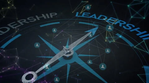 When network nodes fading in and connecting around compass pointer rotating to Stock Footage 309681373