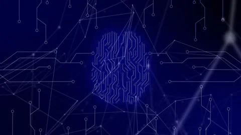 When nodes drifting and forming, fingerprint emerging, pulsing, integrating Stock Footage 329854784