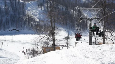 When people are using the telfer at Kartepe to skii 5 Stock Footage 46993622