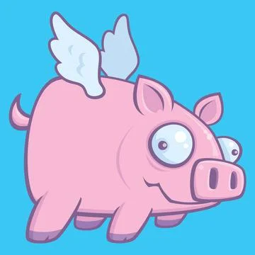 When Pigs Fly Cartoon vector illustration of a flying pig. When pigs fly. ... Stock Photos