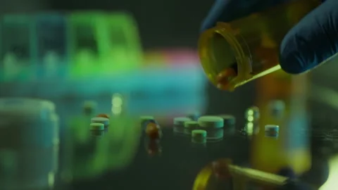 When preparing a dose of a narcotic substance, the addicted person selects t Stock Footage 263840758