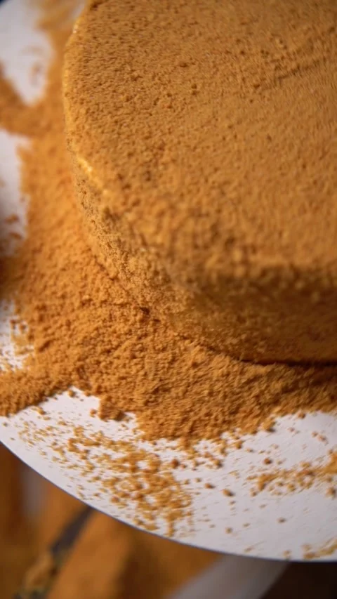 When preparing the Medovik cake, the cake is sprinkled with a fine crumb topping Video stock 294720503