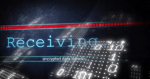 When red-block scanning bar sweeping, Receiving text fading; binary code flowing Stock Footage 317593112