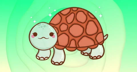When sequence begins, mint-green headed turtle stepping right as sparkles Stock-Footage 315541631