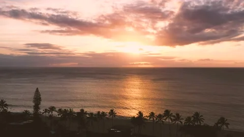When the Sky Greets the Sea with Stunning Colors Stock Footage 236743124