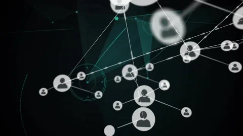 When small glowing node entering view user icon network growing pulsing around 스톡 동영상 311883335