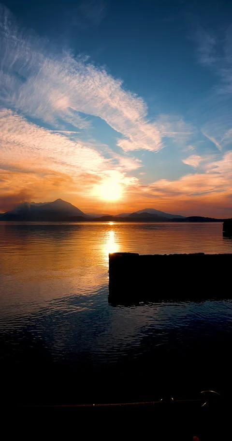 When the sun caresses the lake and the silence becomes magic Stock Footage 332216525