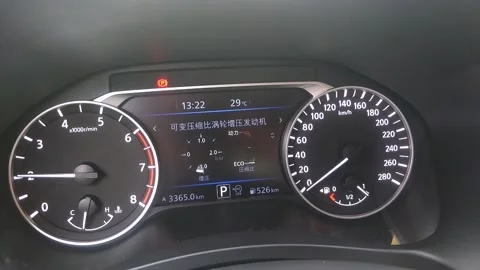 When the throttle is hit, the instrument inside the car is close-up Stock Footage 157100567