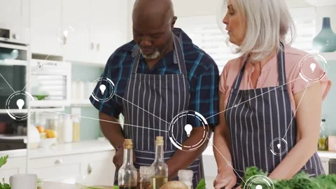 When translucent node overlays appear they're chopping greens and sharing tips 動画素材 333210745