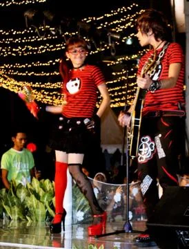 When THE VIRGIN members were singing at the Atrium Model Award 2010 Stock Illustration