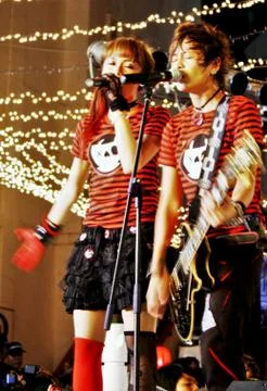 When THE VIRGIN members were singing at the Atrium Model Award 2010 Stock Illustration