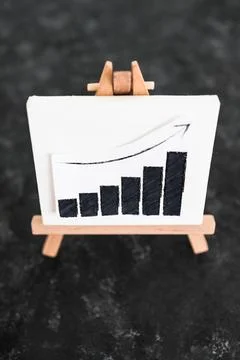 When will inflation go down. canvas with graph showing prices dropping, cos.. Stock Photos
