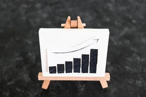 When will inflation go down. canvas with graph showing prices dropping, cos.. Stock Photos