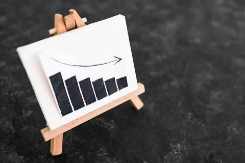 When will inflation go down. canvas with graph showing prices dropping, cos.. 写真素材