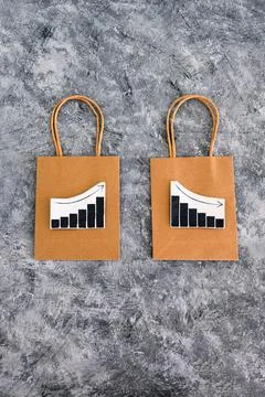 When will inflation go down. shopping bags with graph showing prices increa.. 写真素材