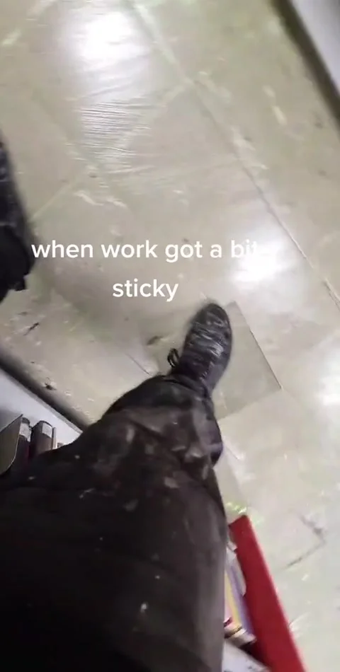 When the Work Floor Gets a Bit Sticky, B... | Stock Video | Pond5