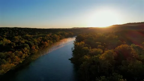 Where boats do tread – 4K Aerial Drone Footage of Autumn Landscape Stock Footage 306827852