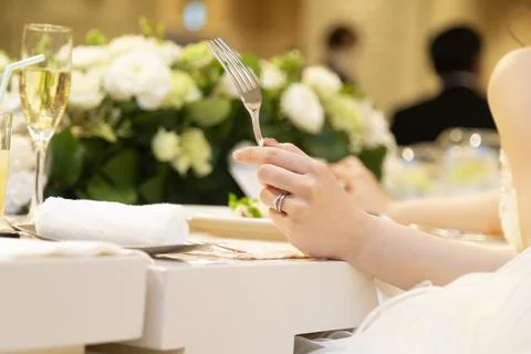 Where the bride has a fork Stock Photos