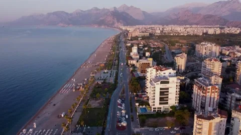 Where buildings and the azure beach meet Stock Footage 195038514