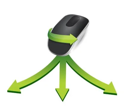 Where to go wireless computer mouse isolated on white background Stock Illustration