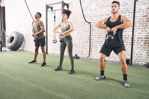 Whether you do it alone or join a fitness group, just do it. a fitness group Stock Photos