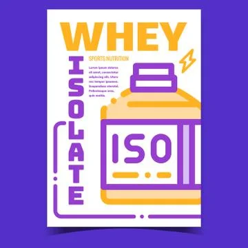 Whey Isolate Creative Advertising Banner Vector Stock Illustration