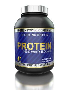 Whey isolate protein jar isolated on white Stock Illustration