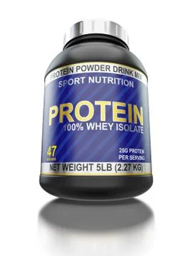 Whey isolate protein jar isolated on white background with refle Stock Illustration