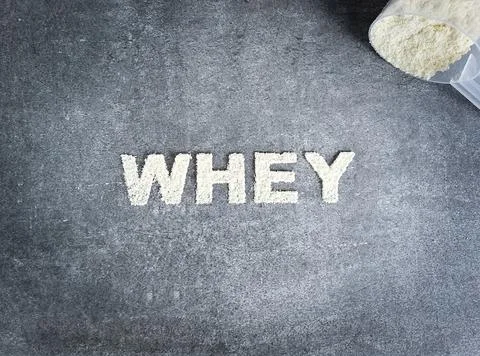 Whey powder text Stock Photos
