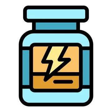 Whey protein bottle with lightning icon representing energy boost Stock Illustration