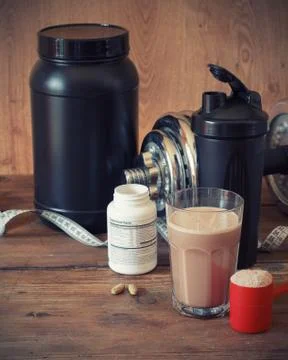 Whey protein powder Stock Photos