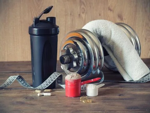 Whey protein powder 库存照片
