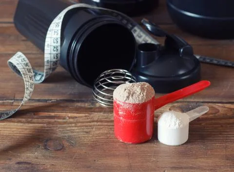 Whey protein powder Stock Photos