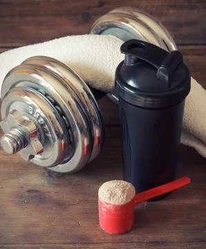 Whey protein powder Stock Photos