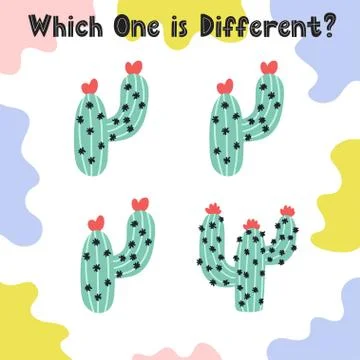 Which one is different activity page for kids. Find the different cactus Stock Illustration