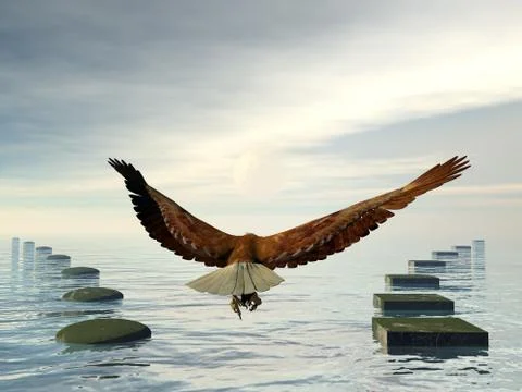 Which way to choose, make a decision, eagle choice - 3D render Stock Illustration