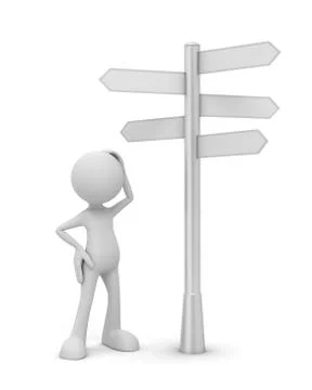 Which way to go 3d illustration Stock Illustration