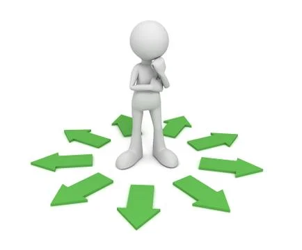 Which way to go concept  3d illustration Stock Illustration