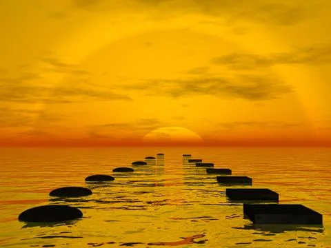 Which way to go to the sun decision concept - 3D render Stock Illustration