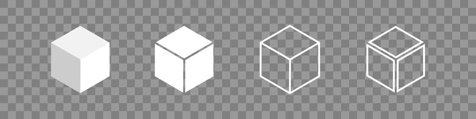 While cube set isolated vector icon. 3D box jn transparent background. Bloc.. Illustrazione stock