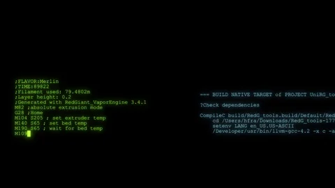 While data logs are streaming on a screen, a "MALWARE DETECTED" alert Video stock 111483184