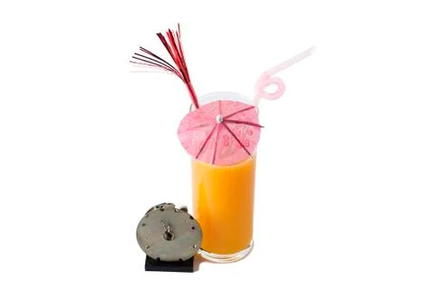 While drinking juice. 스톡 사진