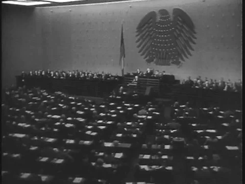 While East Germany prospers under Chancellor Konrad Adenauer in a liberalƒ Vídeo Stock 75276876